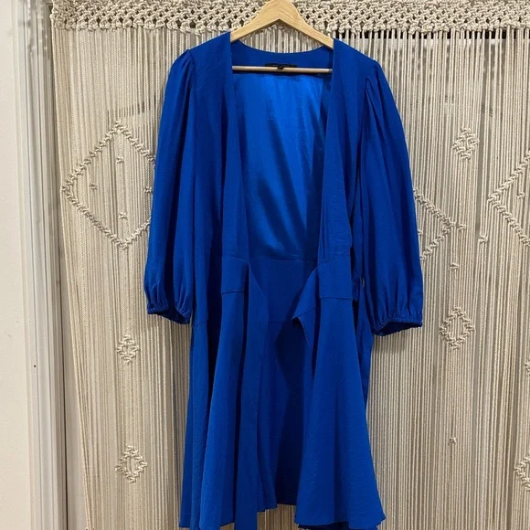 Alex Marie Royal Blue Wrap-Dress with 3/4 Sleeve - Picture 7 of 12